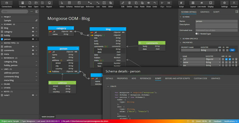 Schema design tool for Mongoose - Moon Modeler