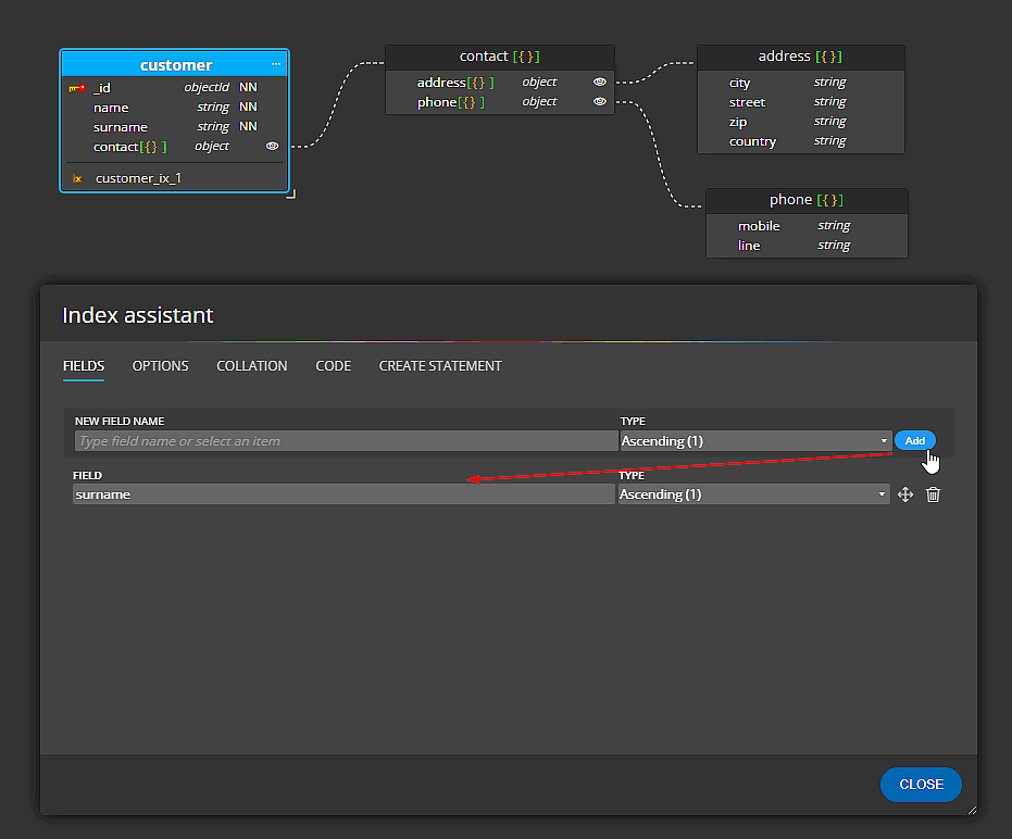 Index creation for MongoDB - adding a field.