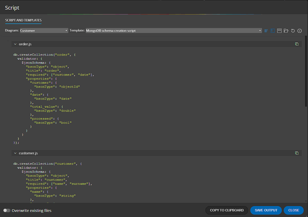 Generated schema validation script