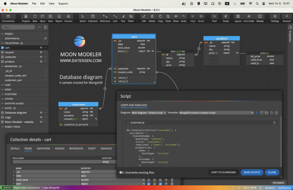 Moon Modeler - data modeling tool for non-relational databases