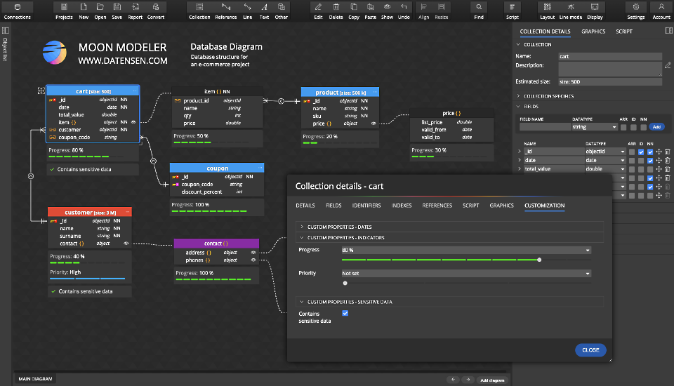 Moon Modeler - a data modeling tool for noSQL databases