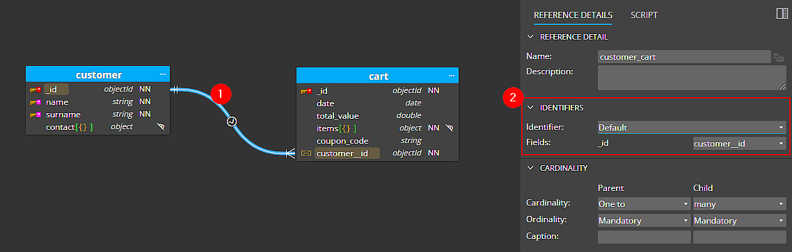 Selecting the identifier for a reference.