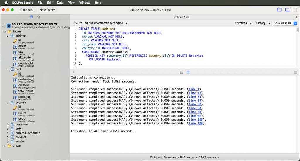 SQLPro Studio - app for running SQL scripts for SQLite and other databases